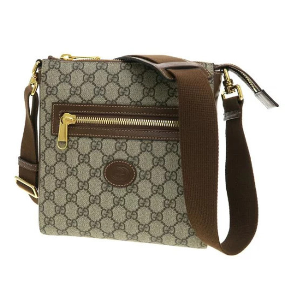 Gucci GG Supreme messenger bag beige ebony canvas brown leather